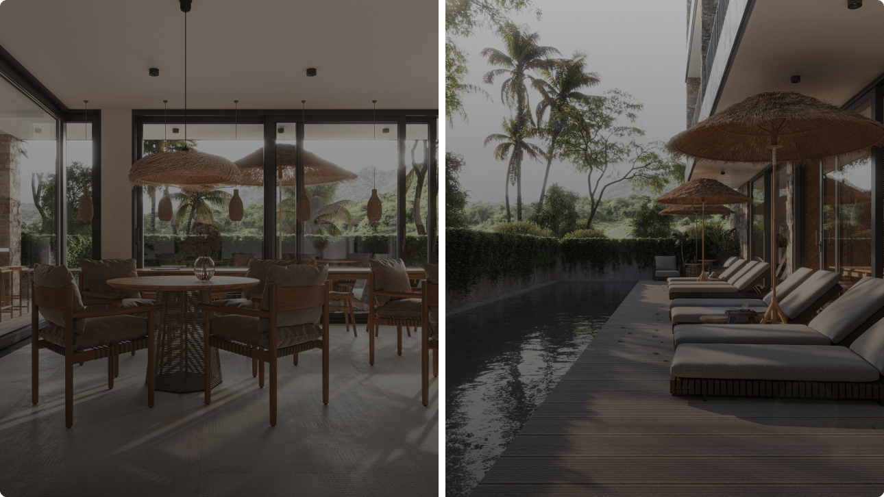 Restaurant and swimming pool